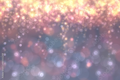 A festive abstract gradient pink blue silver background texture with glitter defocused sparkle bokeh circles and stars. Card concept for Happy New Year, party invitation, valentine or other holidays. © Olga