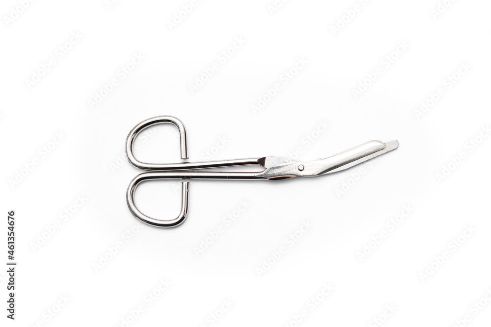Medical scissors metal clip isolated on white background closed Medical scissors metal clip isolated on white background closed