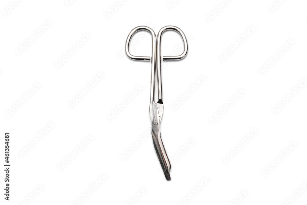 Medical scissors metal clip isolated on white background closed Medical scissors metal clip isolated on white background closed