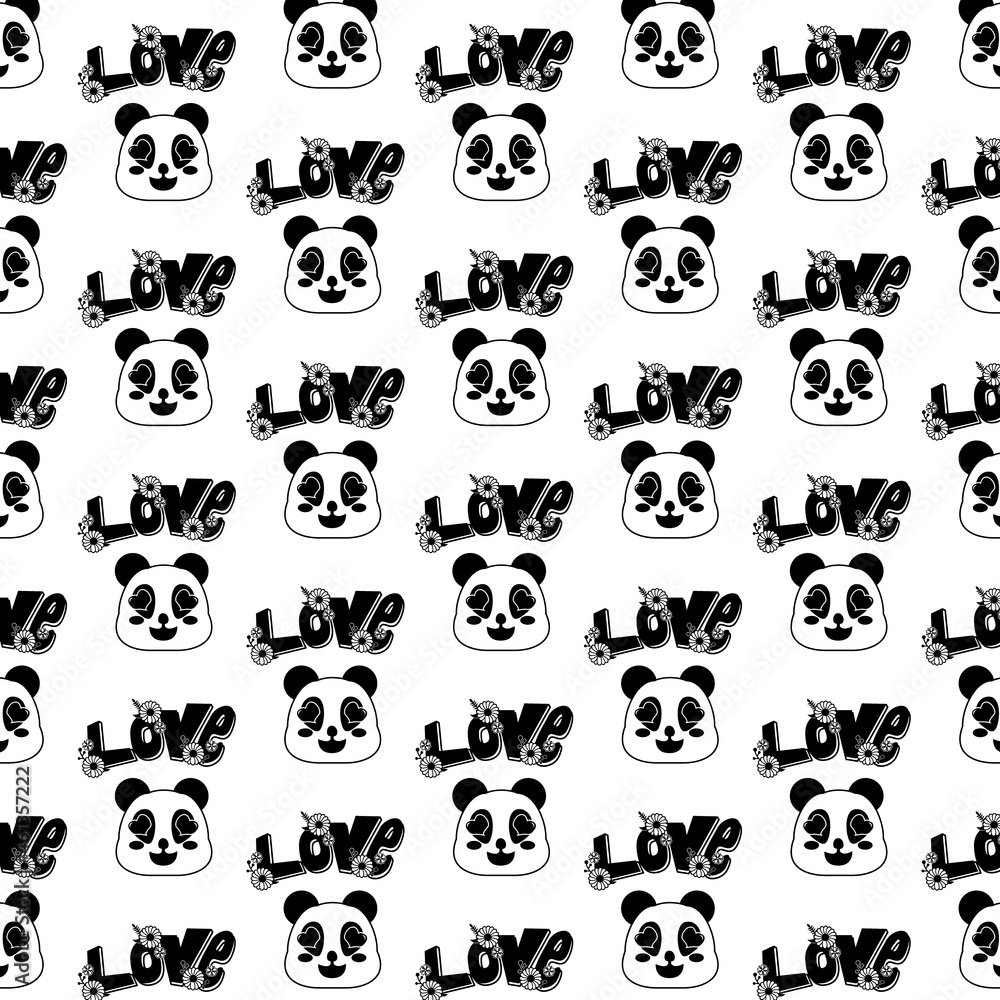 Seamless pattern love panda design Seamless pattern love panda design