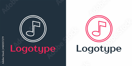 Logotype line Music note, tone icon isolated on white background. Logo design template element. Vector