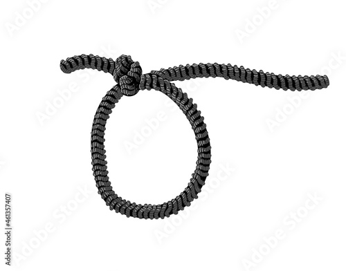 The knot is drawn in the form of a loop in gray and black. Stock vector illustration isolated on a white background.