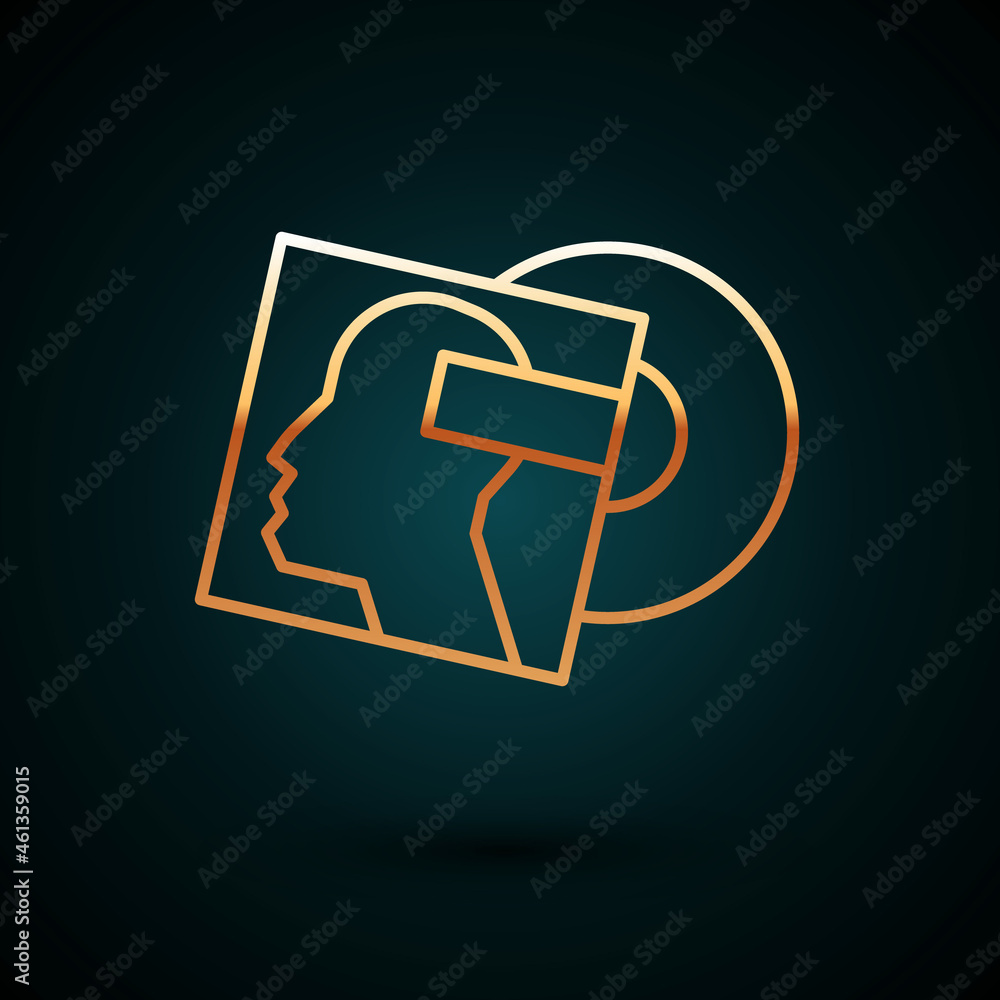 Gold line Vinyl disk icon isolated on dark blue background. Vector Gold line Vinyl disk icon isolated on dark blue background. Vector