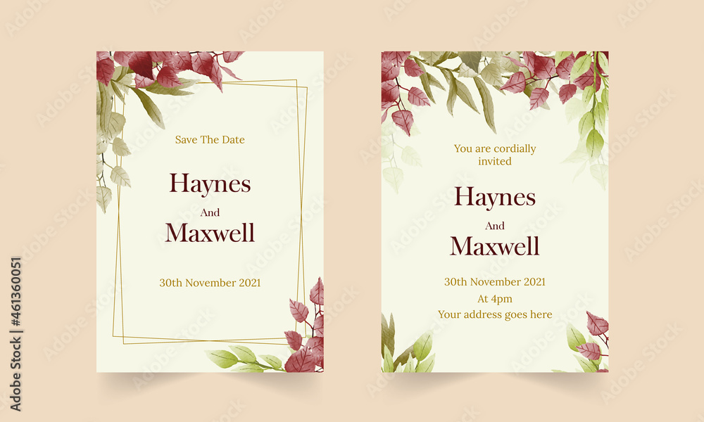 Watercolor floral with beautiful colours invitation card