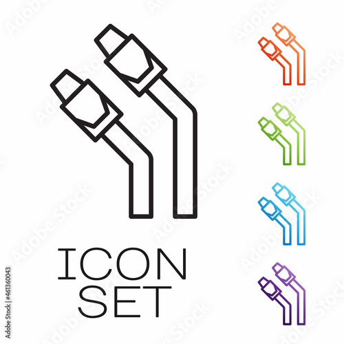 Black line LAN cable network internet icon isolated on white background. Set icons colorful. Vector
