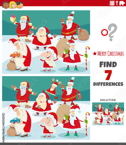 differences task for kids with Santa Claus characters