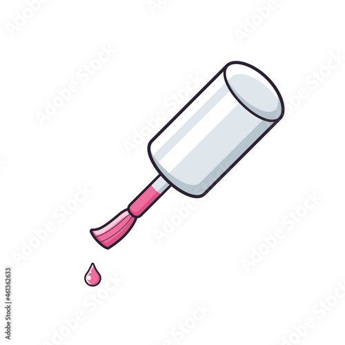 Pink nail polish brush with drop isolated

 