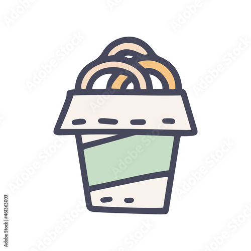 takeaway onion rings color vector doodle simple icon