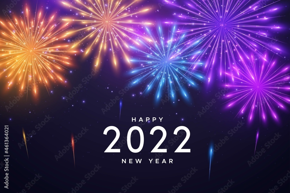 fireworks new year  2022 background vector design illustration