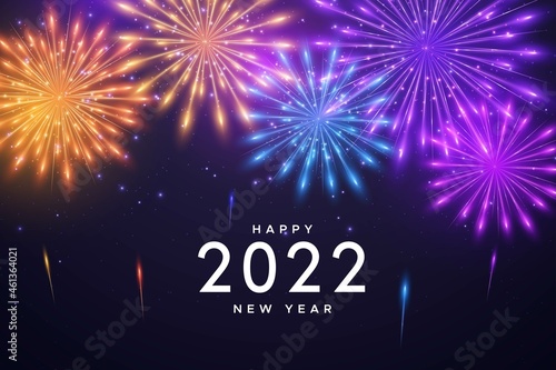 fireworks new year 2022 background vector design illustration