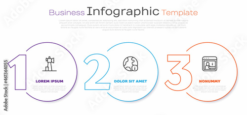 Set line Antenna, World news and Information. Business infographic template. Vector