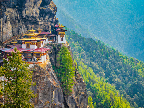 Tiger's Nest is found on the rocks in Bhutan photo