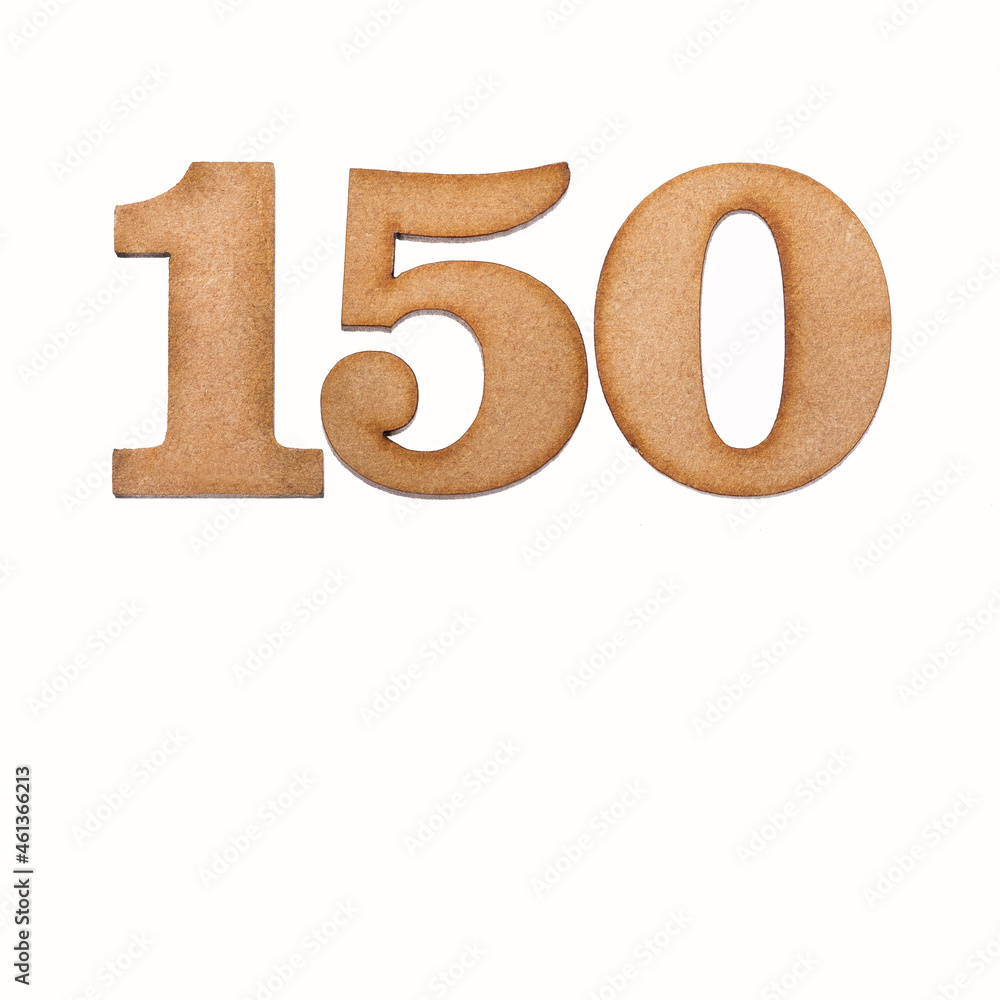 Number 150 - Piece of wood isolated on white background Number 150 - Piece of wood isolated on white background