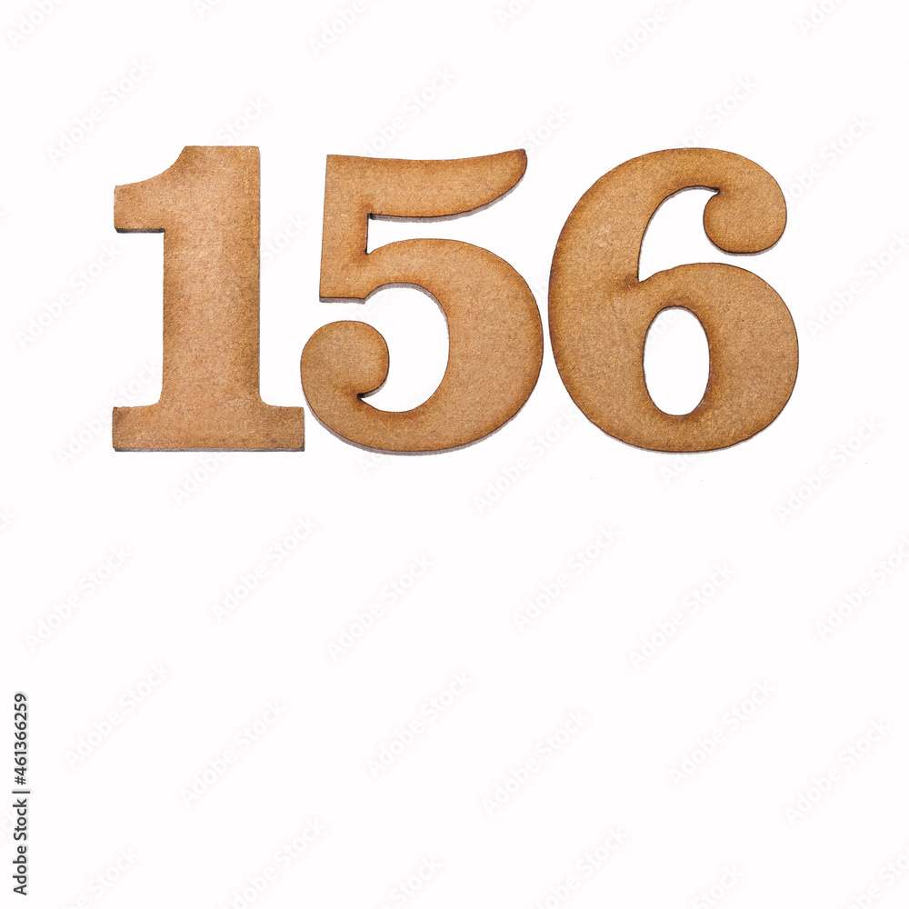 Number 156 - Piece of wood isolated on white background Number 156 - Piece of wood isolated on white background