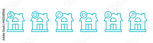 a house, a set of real estate houses, a sales agency, housing and architecture