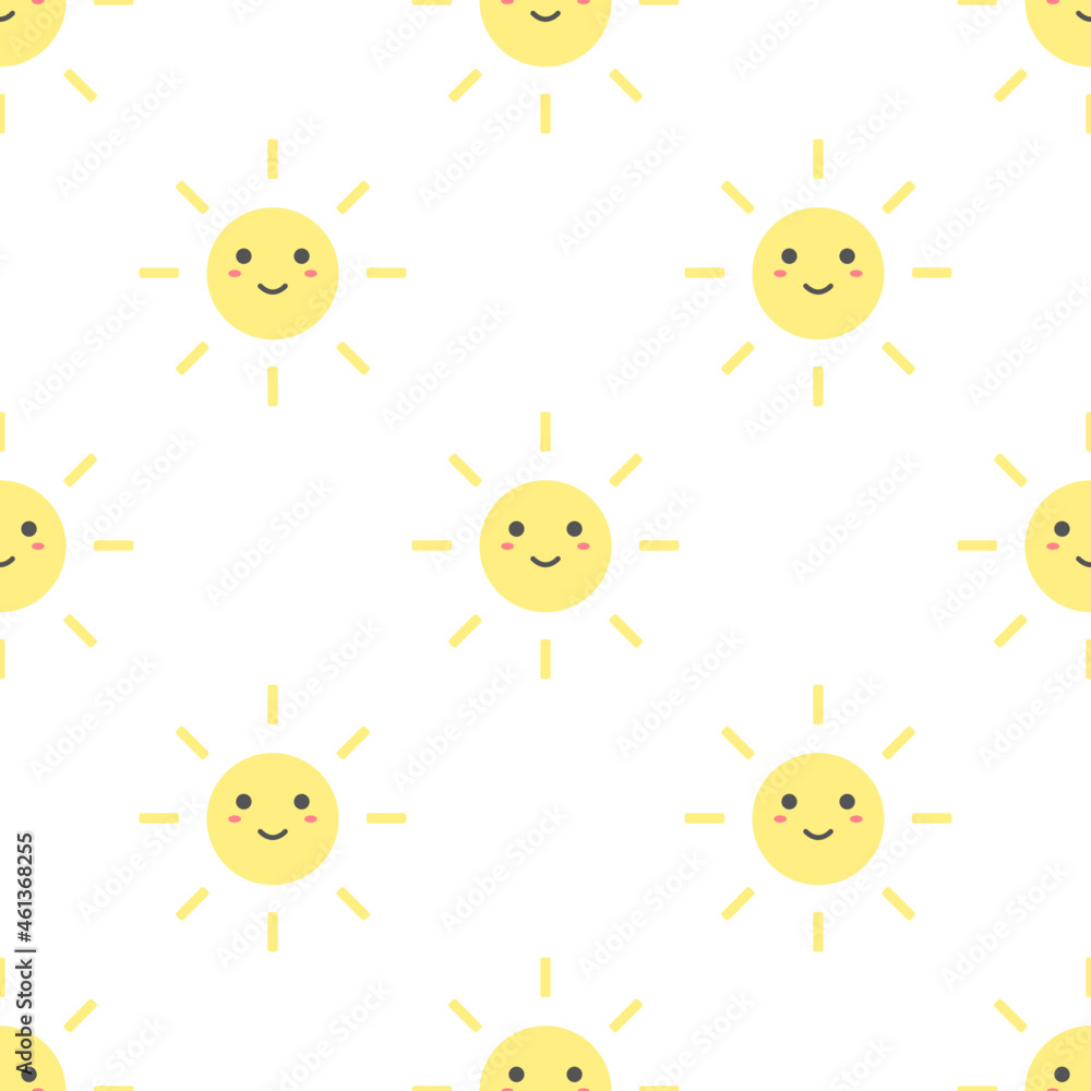 Vector sun cartoon cute seamless pattern. for background, illustration, wallpaper, wrapping paper, fabric Vector sun cartoon cute seamless pattern. for background, illustration, wallpaper, wrapping paper, fabric
