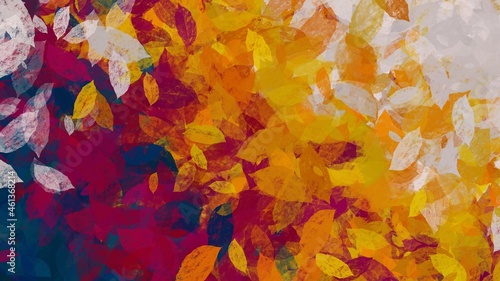 Abstract painting art with autumn leaf paint brush for presentation, website background, halloween poster, wall decoration, or t-shirt design.
