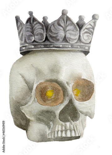 Watercolor Skull, Isolated on white background