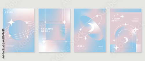 Fluid gradient background vector. Cute and minimalist style posters, Photo frame cover, wall arts with pastel colorful geometric shapes and liquid color. Modern wallpaper design for social media, idol