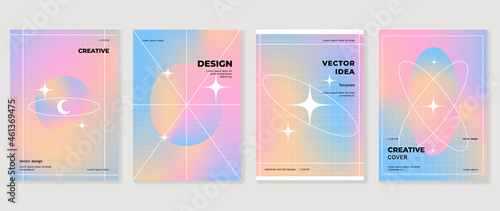 Fluid gradient background vector. Cute and minimalist style posters, Photo frame cover, wall arts with pastel colorful geometric shapes and liquid color. Modern wallpaper design for social media, idol