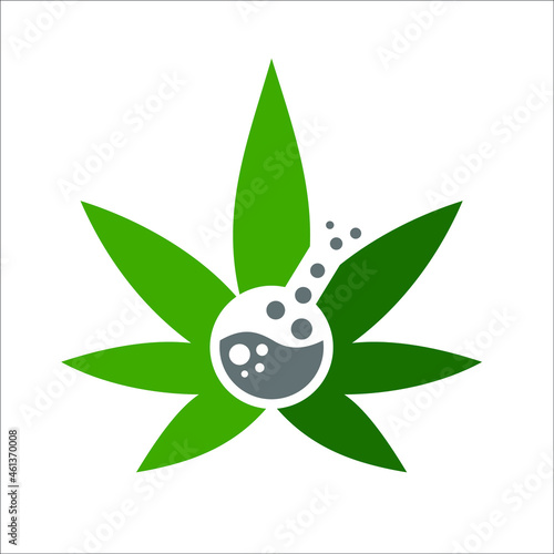 cannabis or marijuana with glass lab in the middle