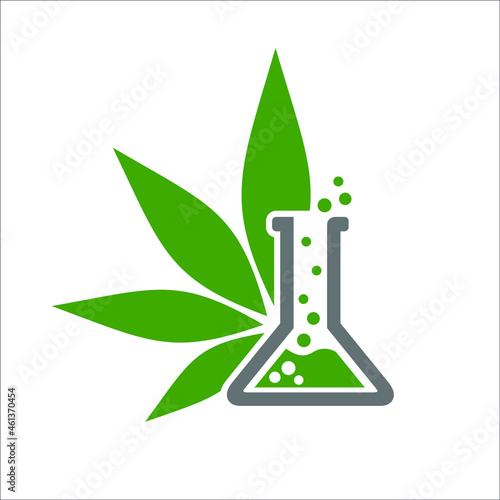 cannabis or marijuana with glass lab in the middle
