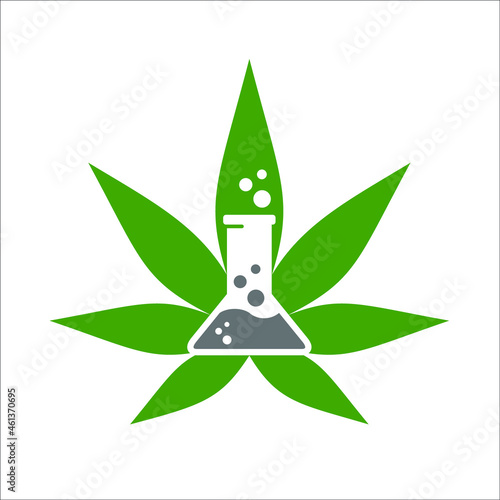 cannabis or marijuana with glass lab in the middle