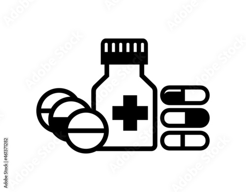 Medicine Bottle Icon. Prescription Drug Bottle Icon Vector Design Template. 