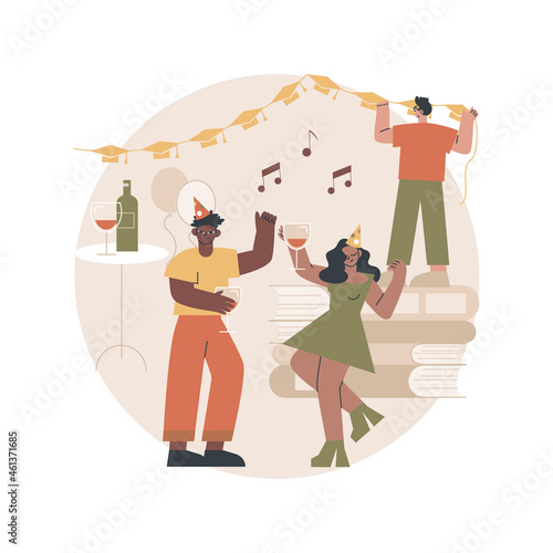 School celebration party abstract concept vector illustration. Back-to-school celebration idea, graduation party, event planning, end of year ball invitation and decoration abstract metaphor.