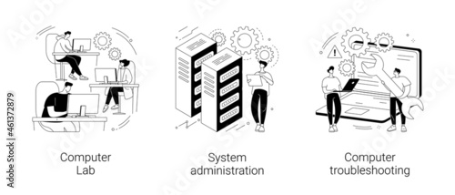 Computers and software abstract concept vector illustrations.