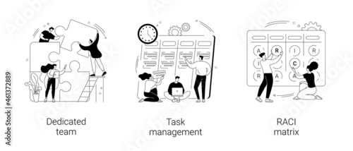 Developers team management abstract concept vector illustrations.