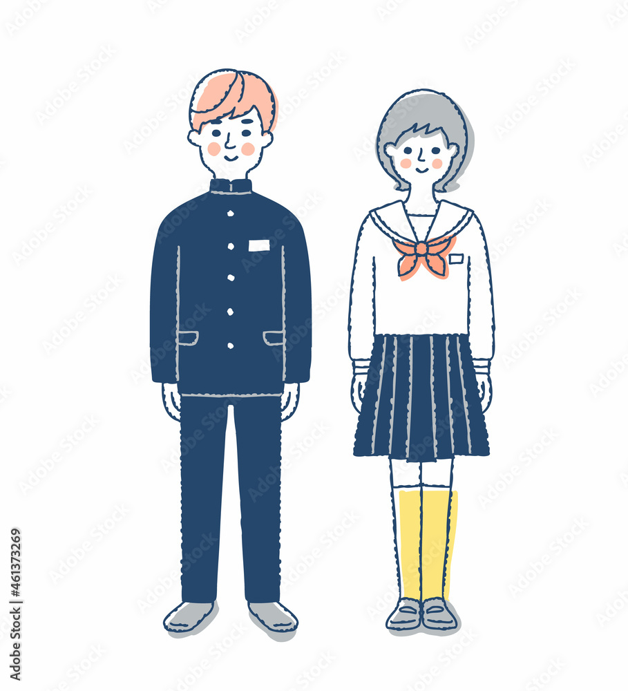 Naklejka premium 制服姿の男女