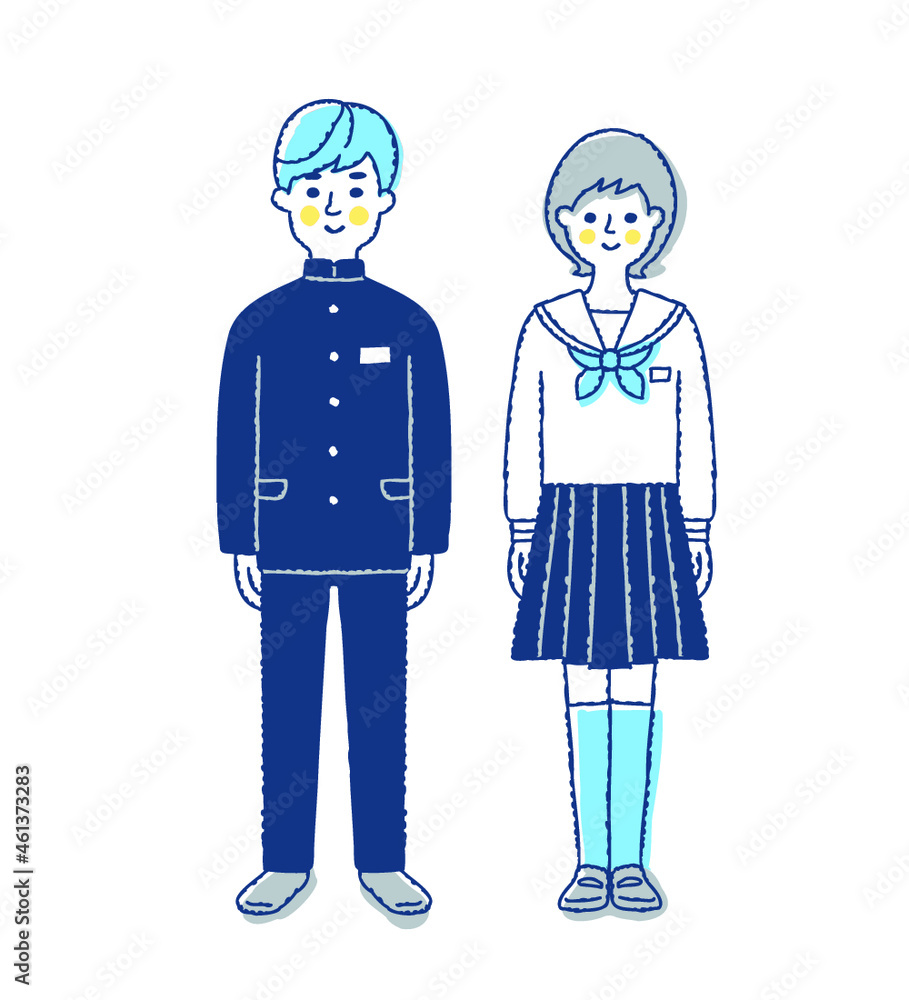 Naklejka premium 制服姿の男女