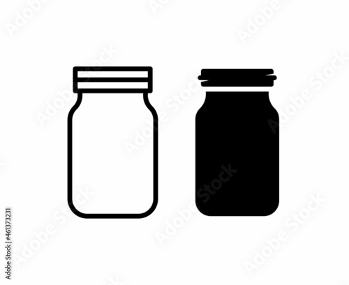 mason jar glass container flat icon vector illustration