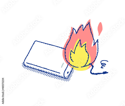 燃えているモバイルバッテリー