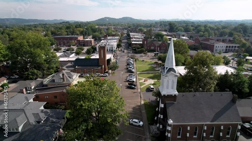 Franklin Tennessee Aerial flying over church steeple photo