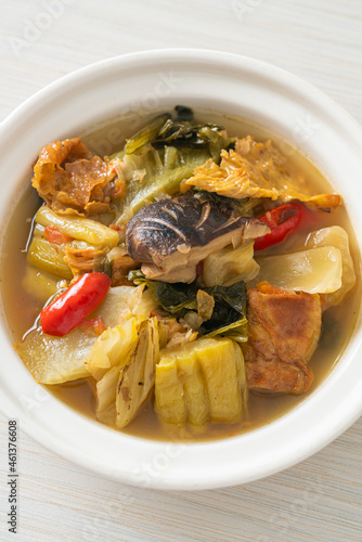 boiled pickled cabbage and bitter gourd soup