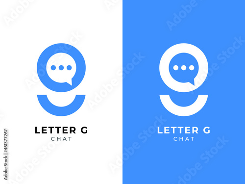 Letter G chat logo design. initial g brand design concept. 