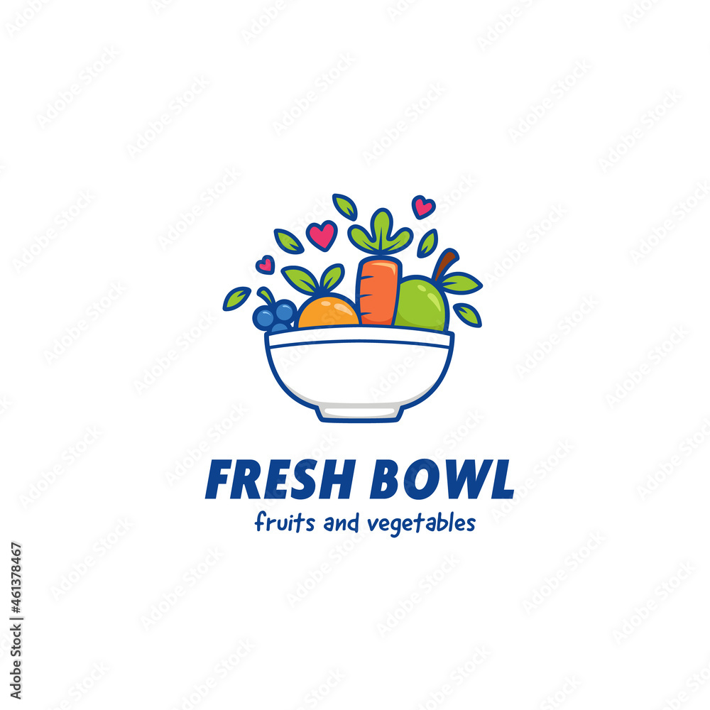Fruits and vegetables fresh smoothie bowl logo icon template Fruits and vegetables fresh smoothie bowl logo icon template