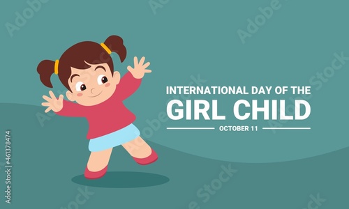 Vector illustration, cute and adorable little girl, as a banner or poster, International Day of the Girl Child.