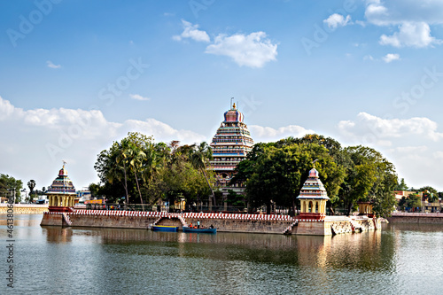 Vandiyur Mariamman temple located inside a lake in Madurai, India. photo