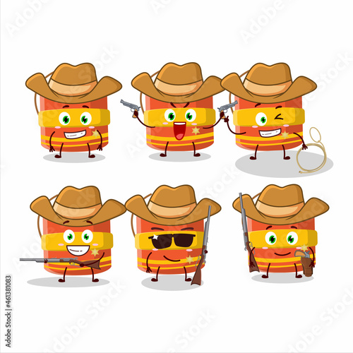 Cool cowboy cylindrical firecracker cartoon character with a cute hat
