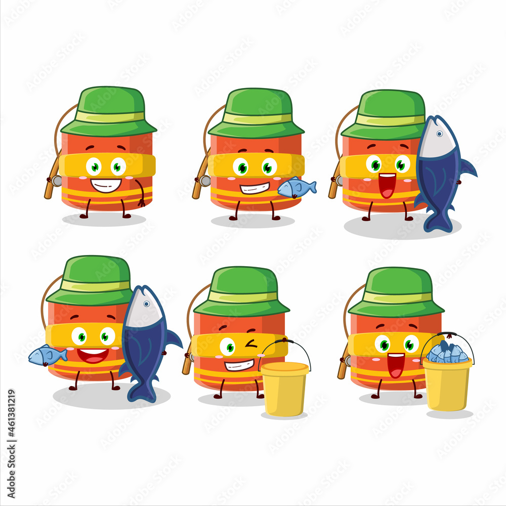 A fisherman cylindrical firecracker cartoon picture catch a big fish A fisherman cylindrical firecracker cartoon picture catch a big fish