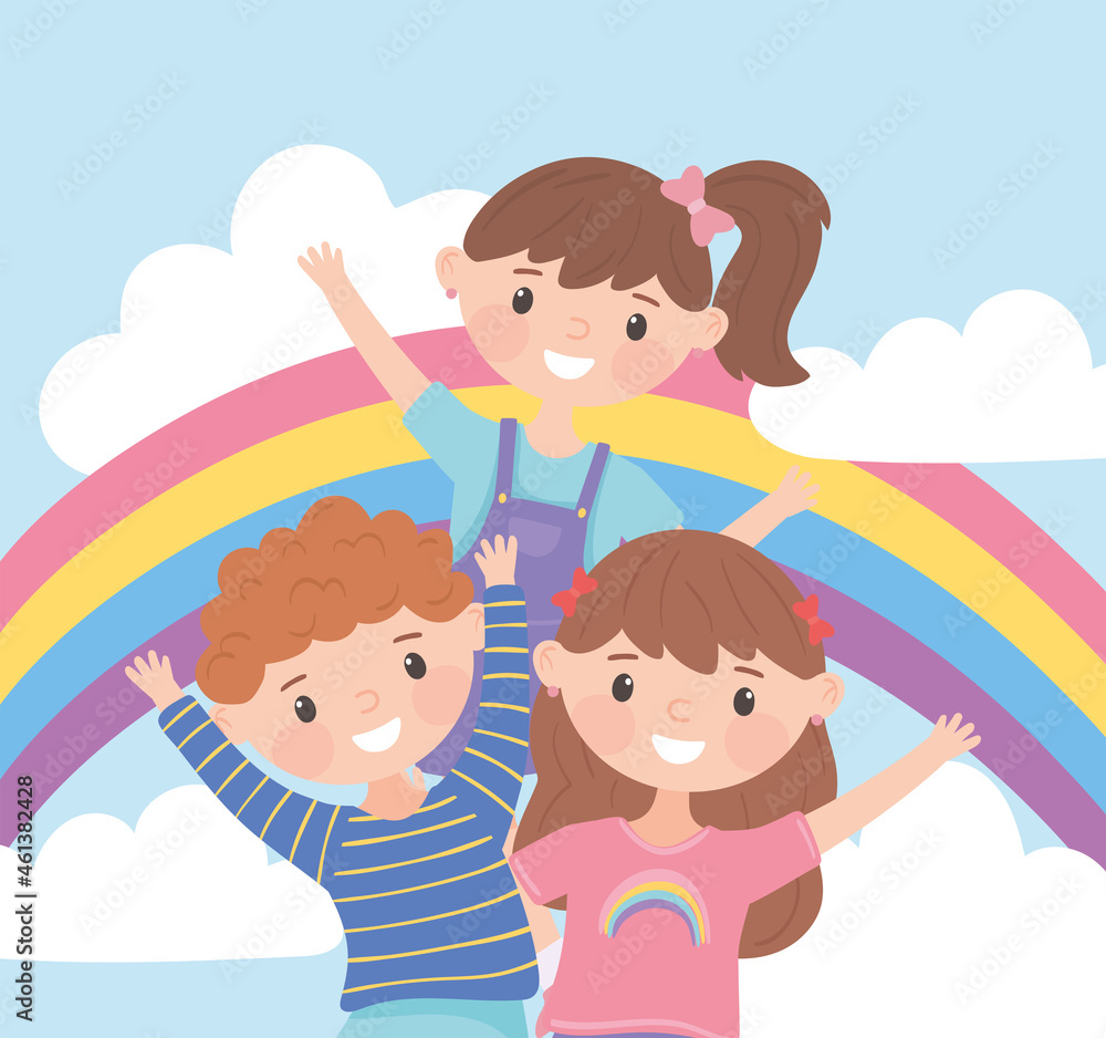 funny childrens and rainbow