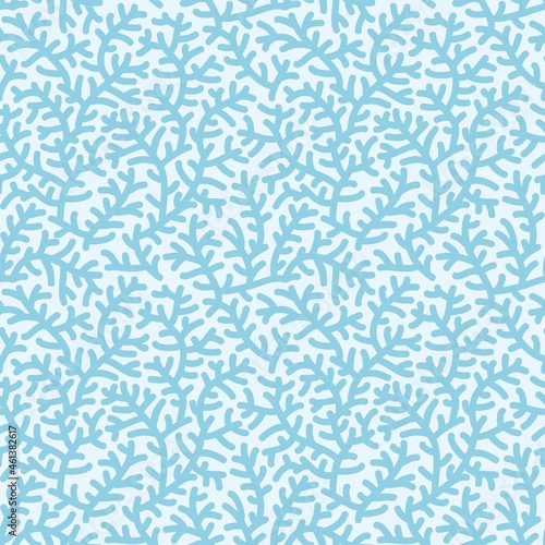 Coral reef seamless or repeat pattern (background, wallpaper). Light blue, 4 tiles here. 