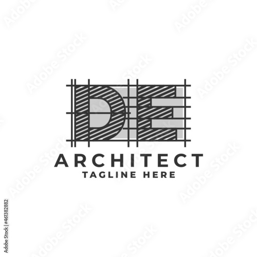 letter D and E logo with a sketch style. architect company logo vector template