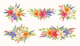 Beautiful colorful watercolor flower arrangement collection