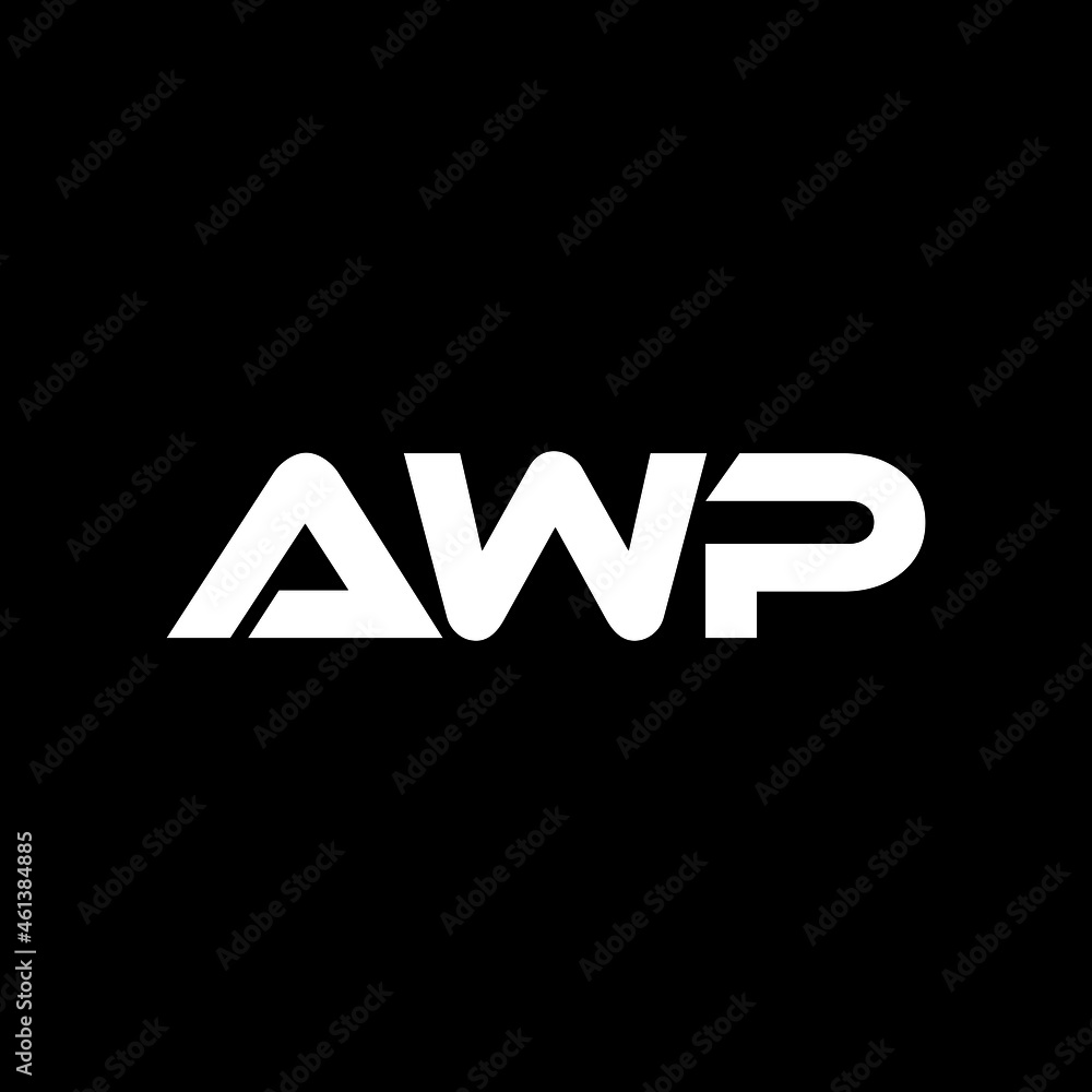 AWP letter logo design with black background in illustrator, vector logo modern alphabet font overlap style. calligraphy designs for logo, Poster, Invitation, etc.