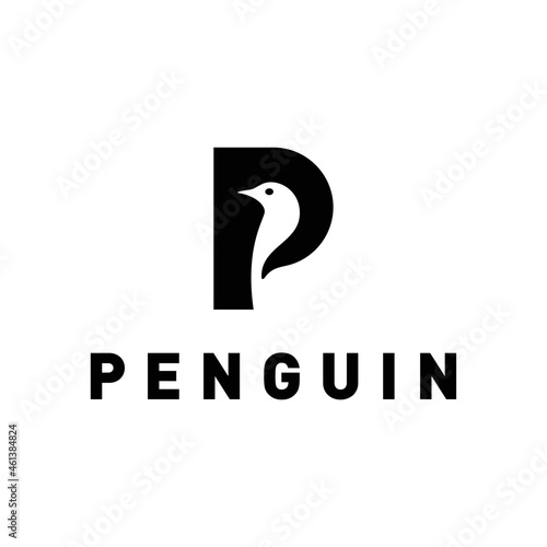 Letter P for penguin logo template