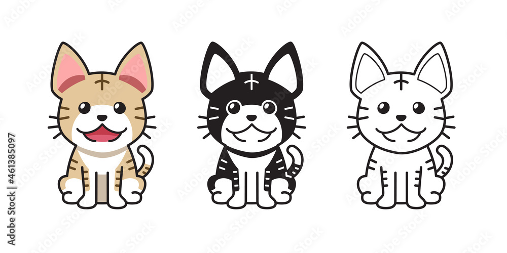 Set of vector character cartoon cat for design. Set of vector character cartoon cat for design.